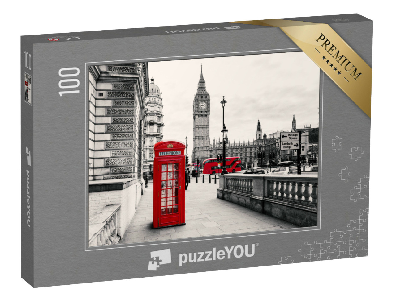 puzzle 100 dílků „Červená telefonní budka, Londýn, Anglie“