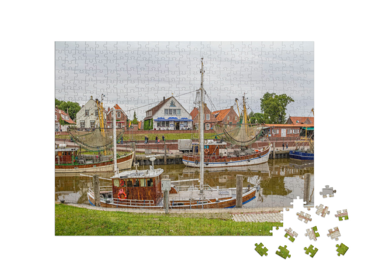puzzle 500 dílků „Idylická přístavní scenérie v Greetsielu, Východní Frísko, Německo“