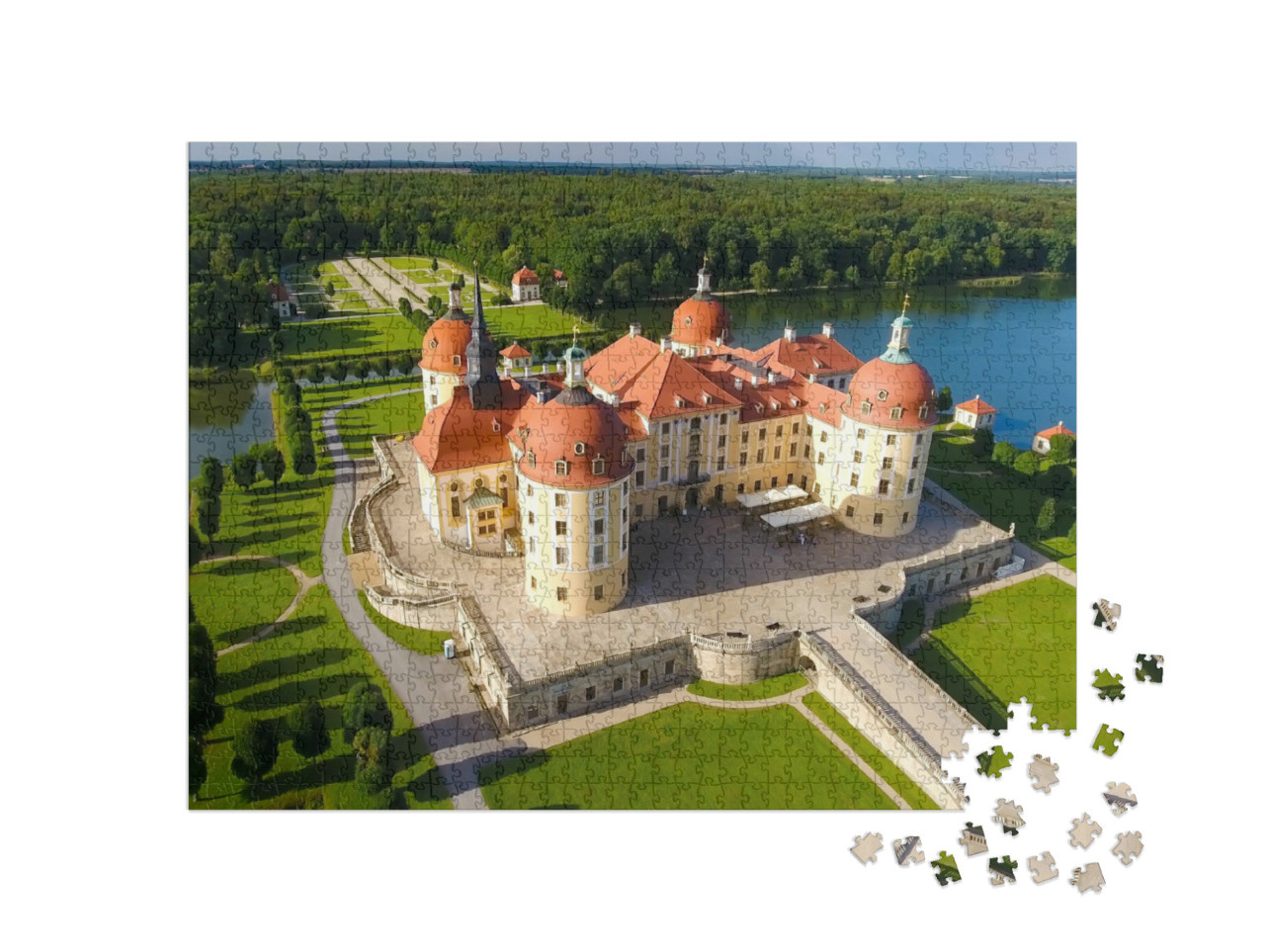 puzzle 1000 dílků „Zámek Moritzburg a zámecký park“
