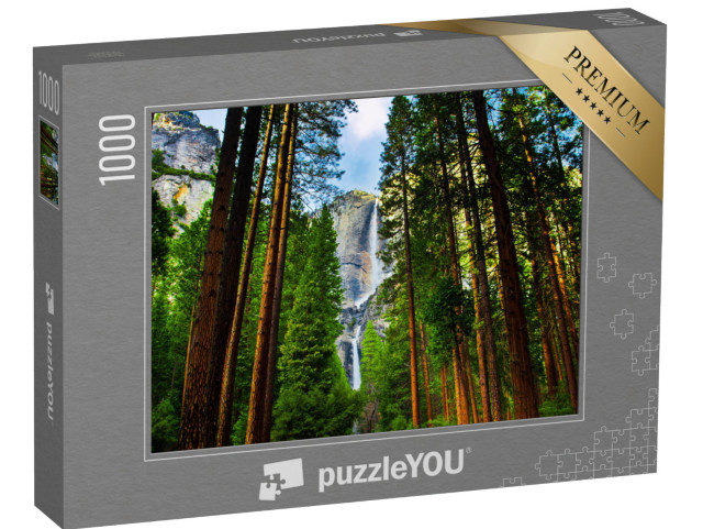puzzle 1000 dílků „Yosemitské vodopády za sekvojemi v Yosemitském národním parku, Kalifornie“