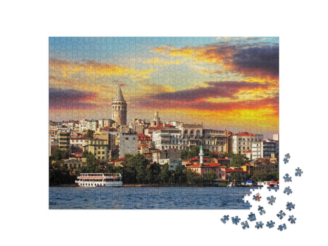 puzzle 1000 dílků „Západ slunce ve čtvrti Galata, Istanbul“