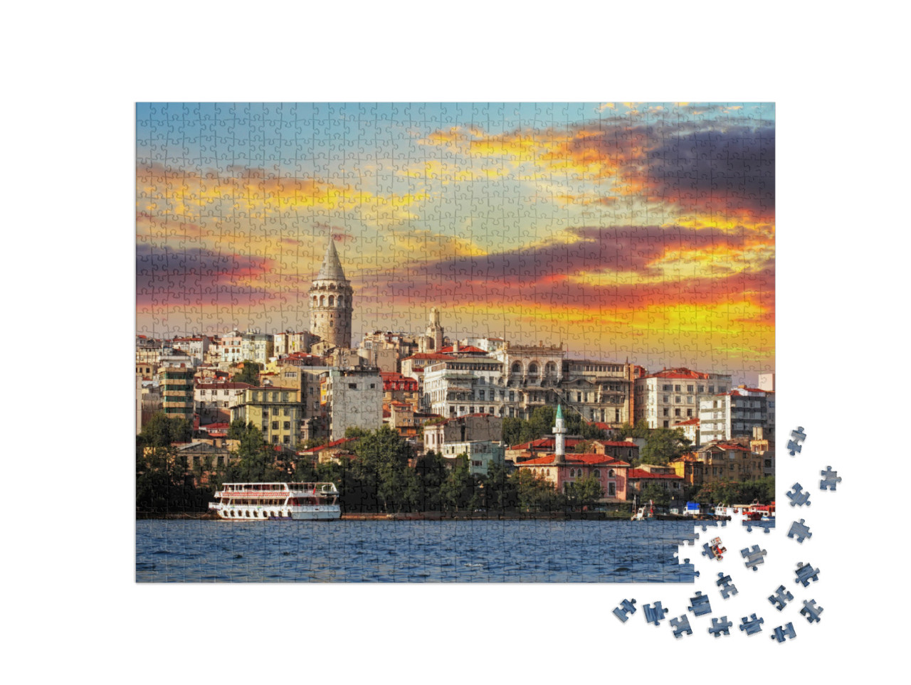 puzzle 1000 dílků „Západ slunce ve čtvrti Galata, Istanbul“