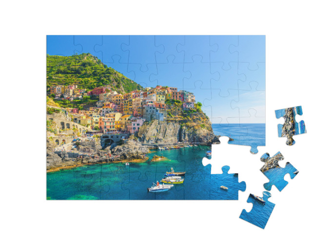 puzzle 48 dílků „Manarola tradiční typická italská vesnice v národním parku Cinque Terre“