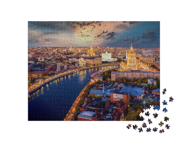 puzzle 1000 dílků „Panorama s mrakodrapy: Moskva, Rusko“