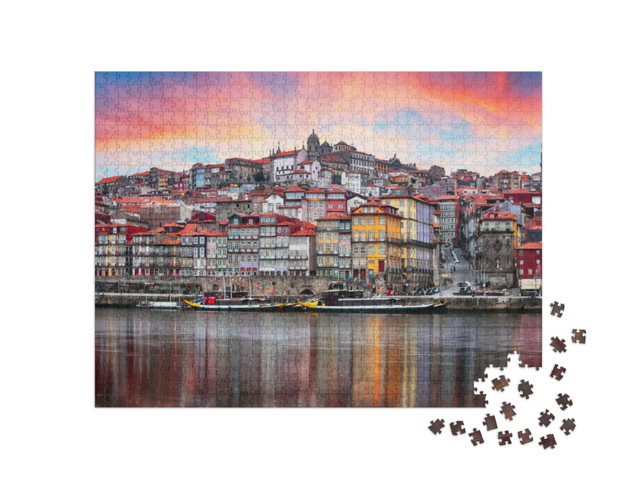 puzzle 1000 dílků „Pohled na historické centrum Porta v Portugalsku“