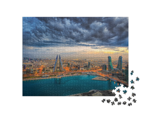 puzzle 1000 dílků „Letecký pohled na architekturu v Manamě, Bahrajn“