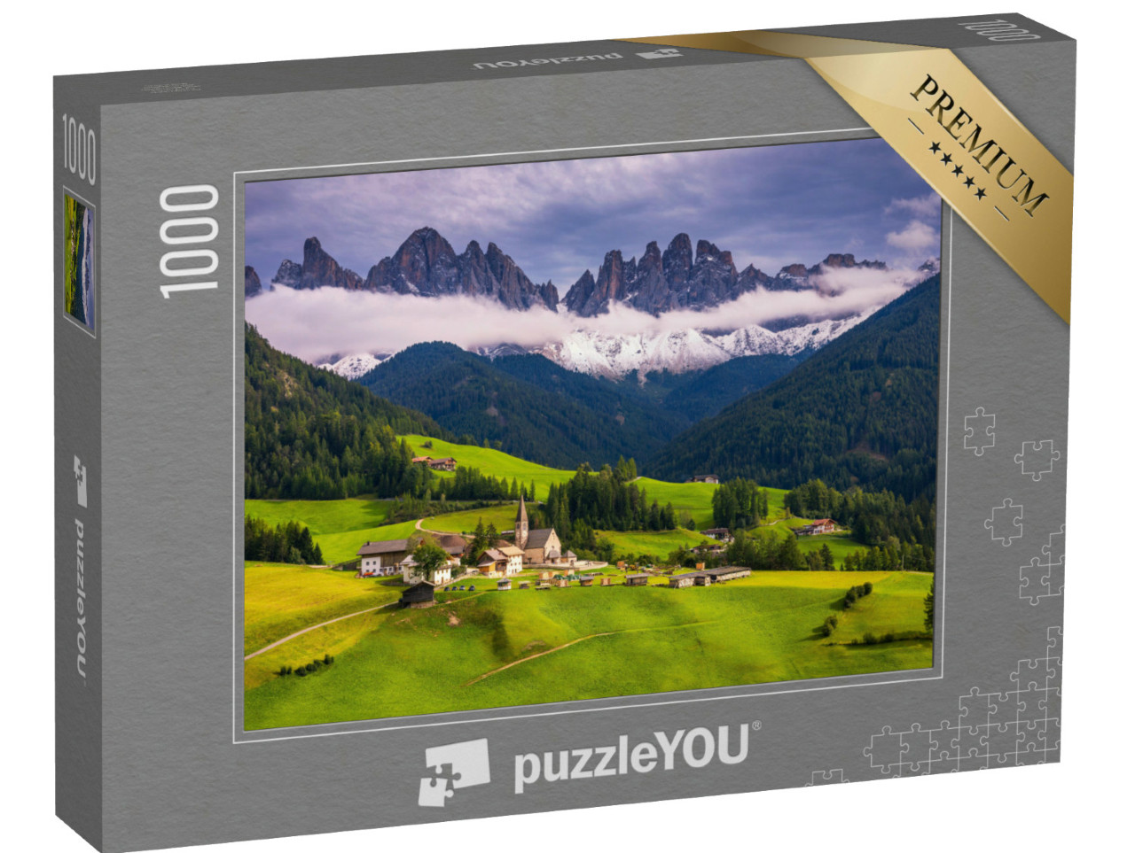 puzzle 1000 dílků „Obec St. Magdalena v údolí Val di Funes, Dolomity, Itálie“