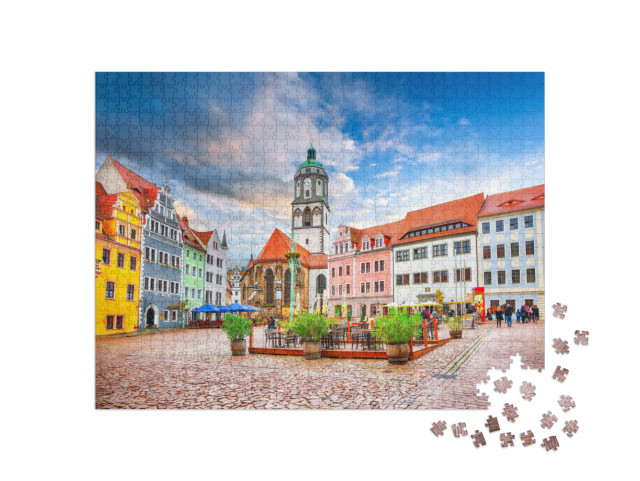 puzzle 1000 dílků „Pohled na panorama města Míšeň na Labi, Sasko, Německo“