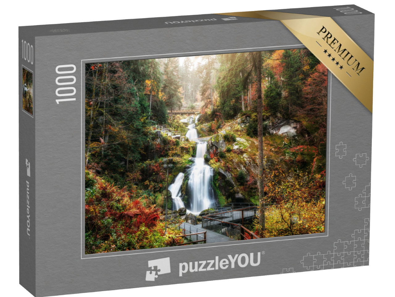 puzzle 1000 dílků „Vodopády Triberg, Černý les, Německo“