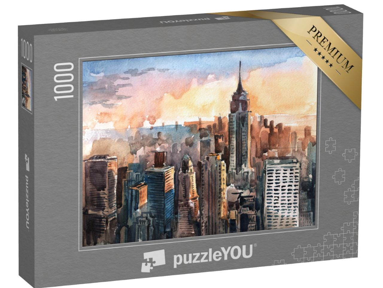 puzzle 1000 dílků „Akvarel Manhattanu“