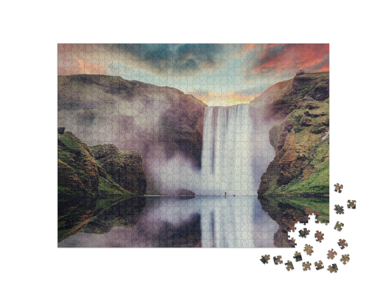 puzzle 1000 dílků „Vodopád Skogafoss na Islandu“