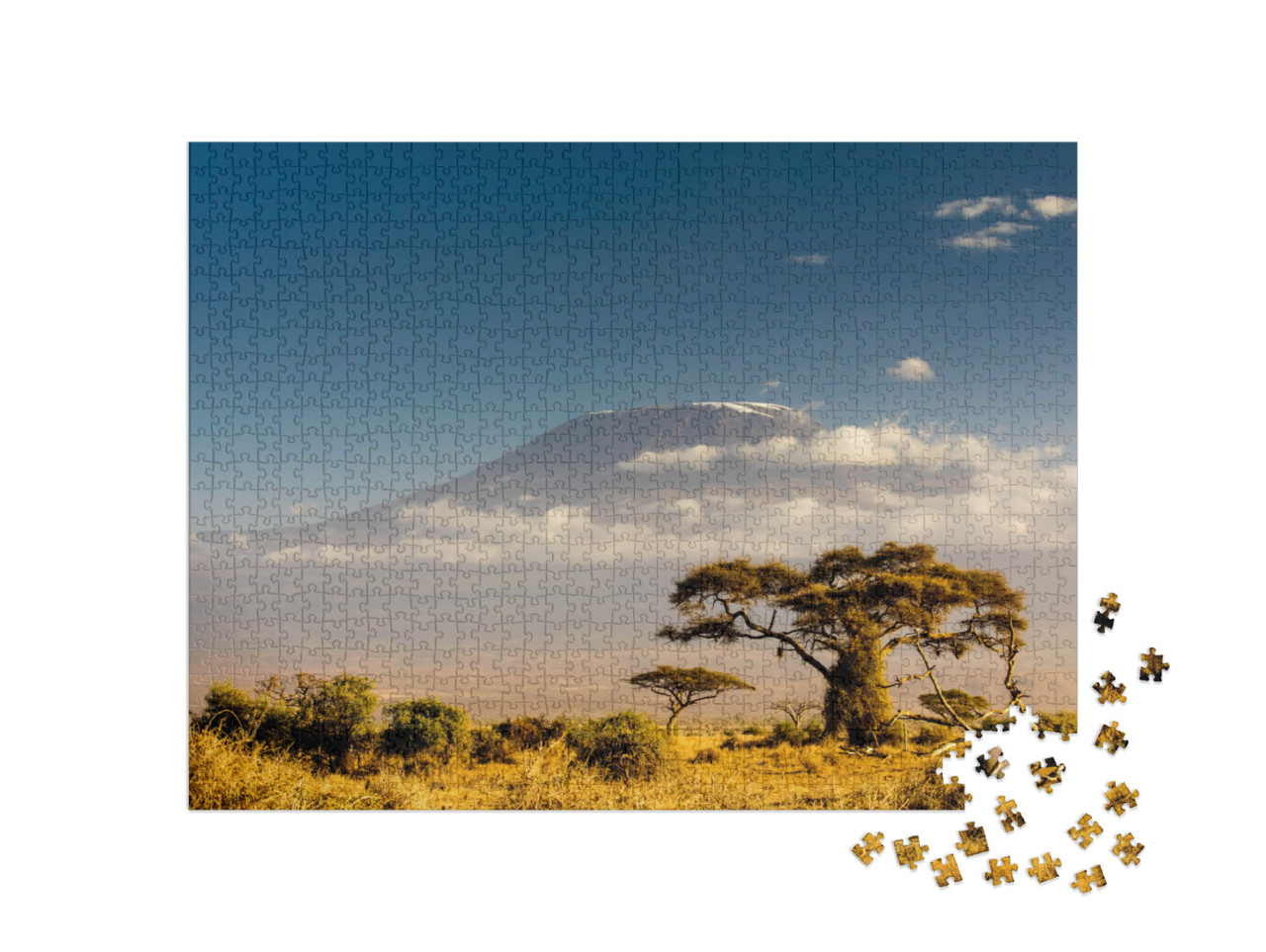 puzzle 1000 dílků „Pohled na horu Kilimandžáro, Tanzanie“