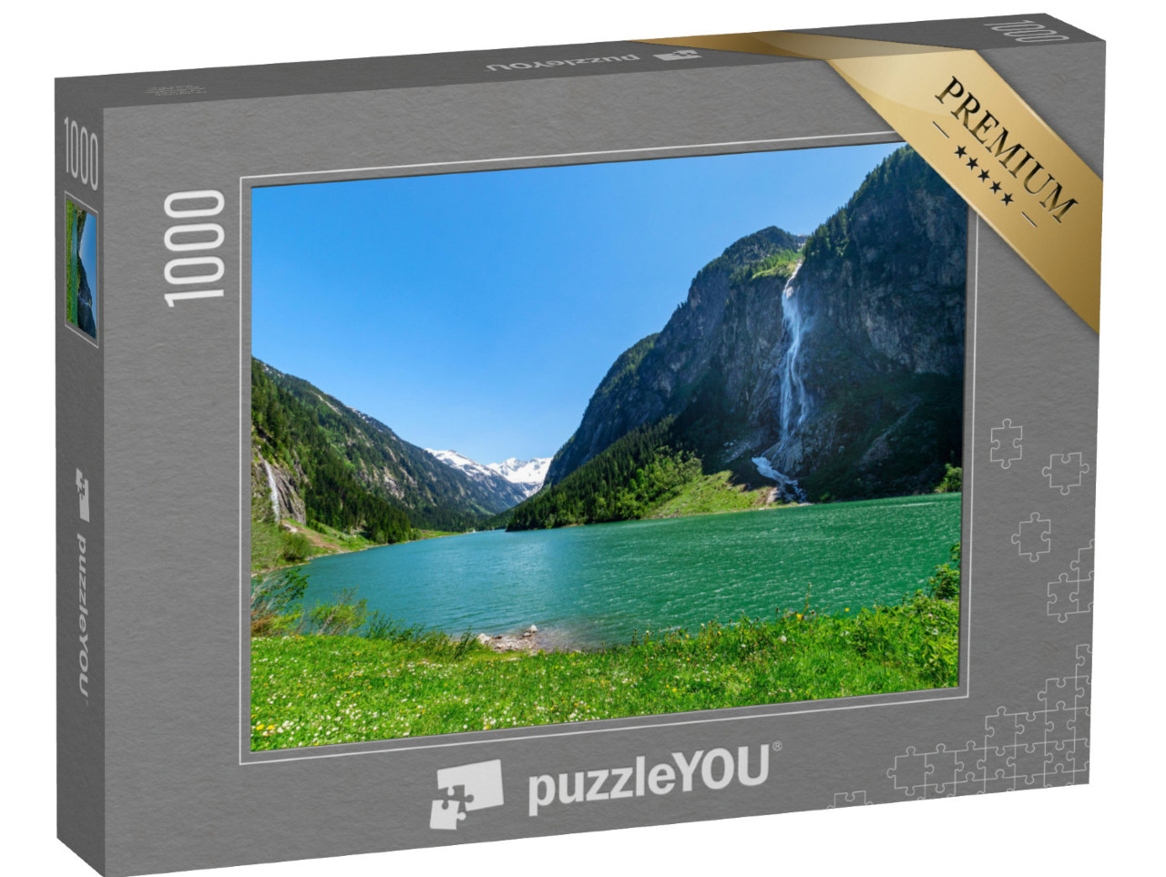 puzzle 1000 dílků „Krásný přírodní park Zillertalské Alpy, Rakousko, Tyrolsko“