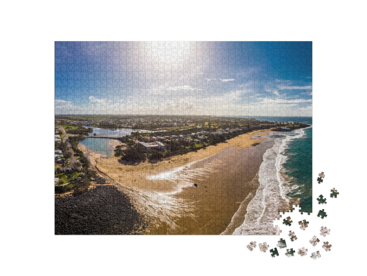 puzzle 1000 dílků „Pohled z dronu na pláž Bargara a okolí, Queensland, Austrálie“