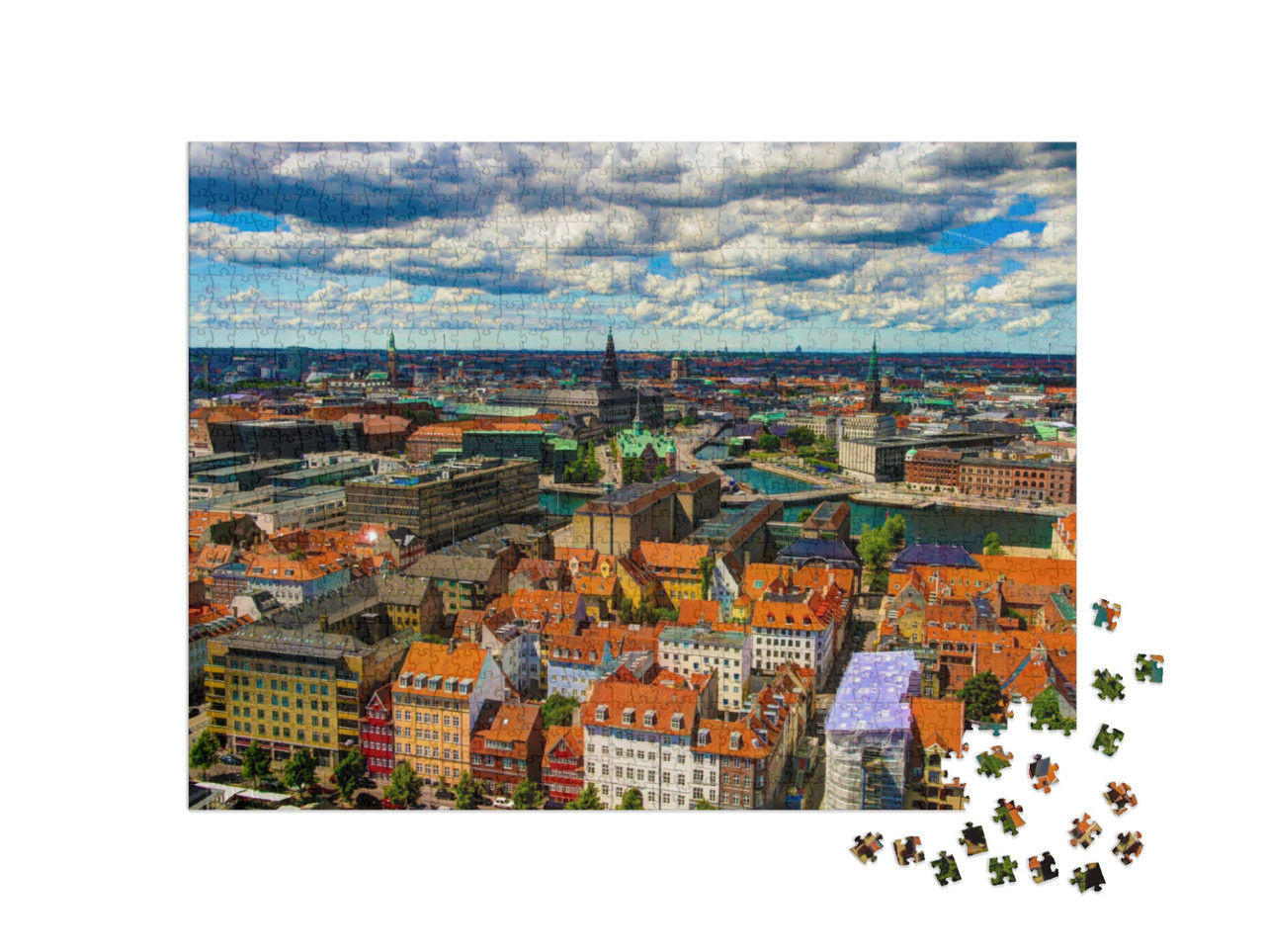 puzzle 1000 dílků „Krajina města Kodaň, Dánsko“