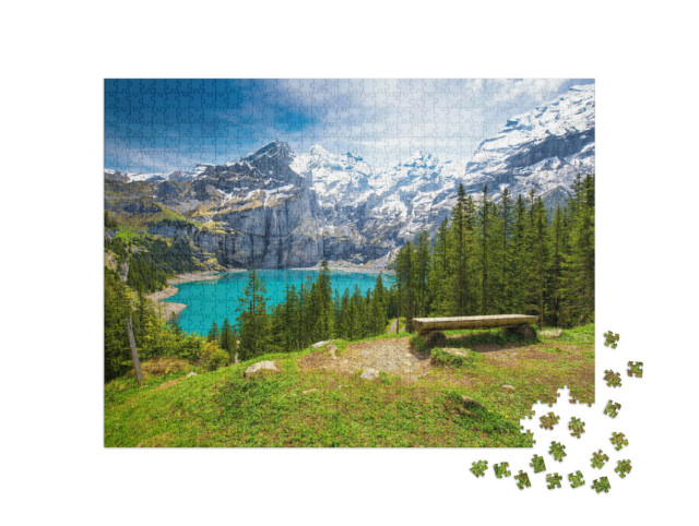 puzzle 1000 dílků „Kandersteg, Bernské středohoří, Švýcarsko“
