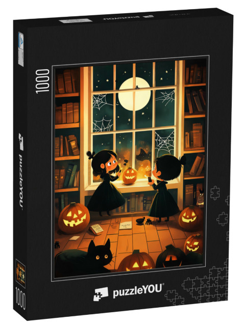 puzzle 1000 dílků „Sestry slaví Halloween“