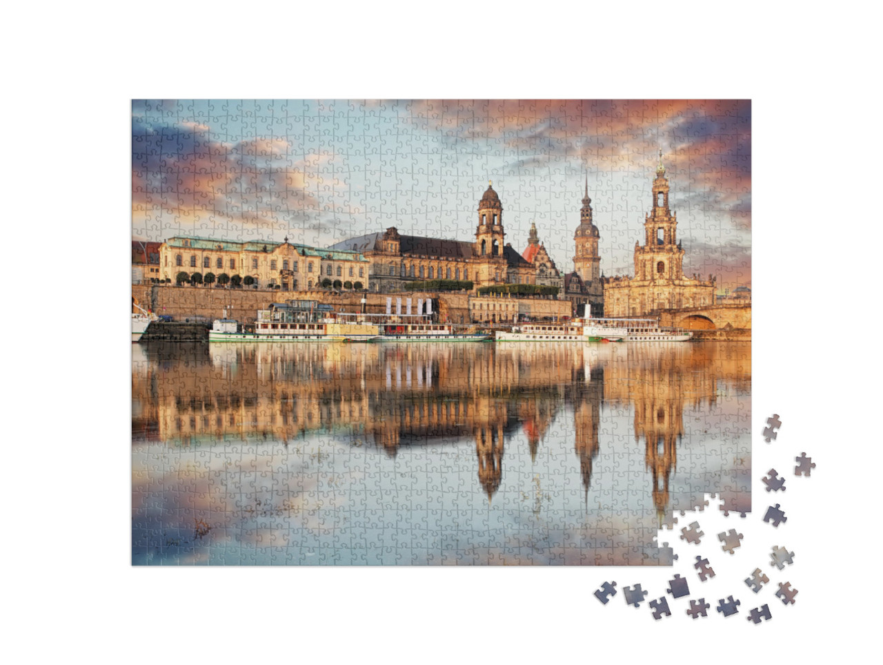 puzzle 1000 dílků „Panorama starého města Drážďan přes Labe“