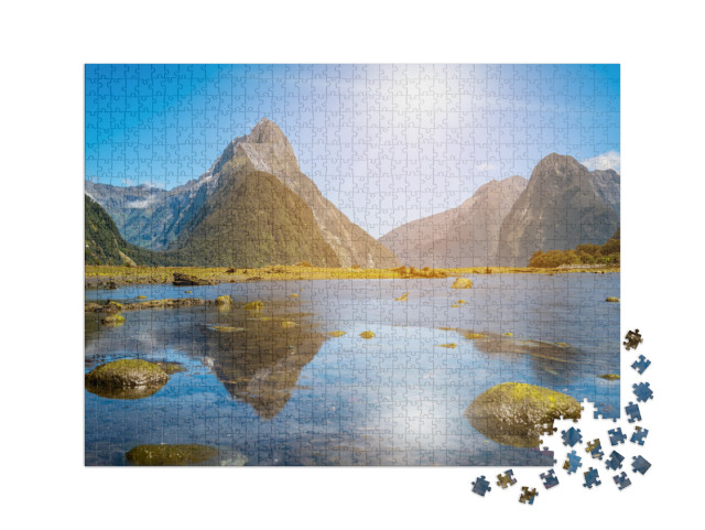 puzzle 1000 dílků XXL „Vrchol Mitre Peak na Milford Sound na Novém Zélandu“