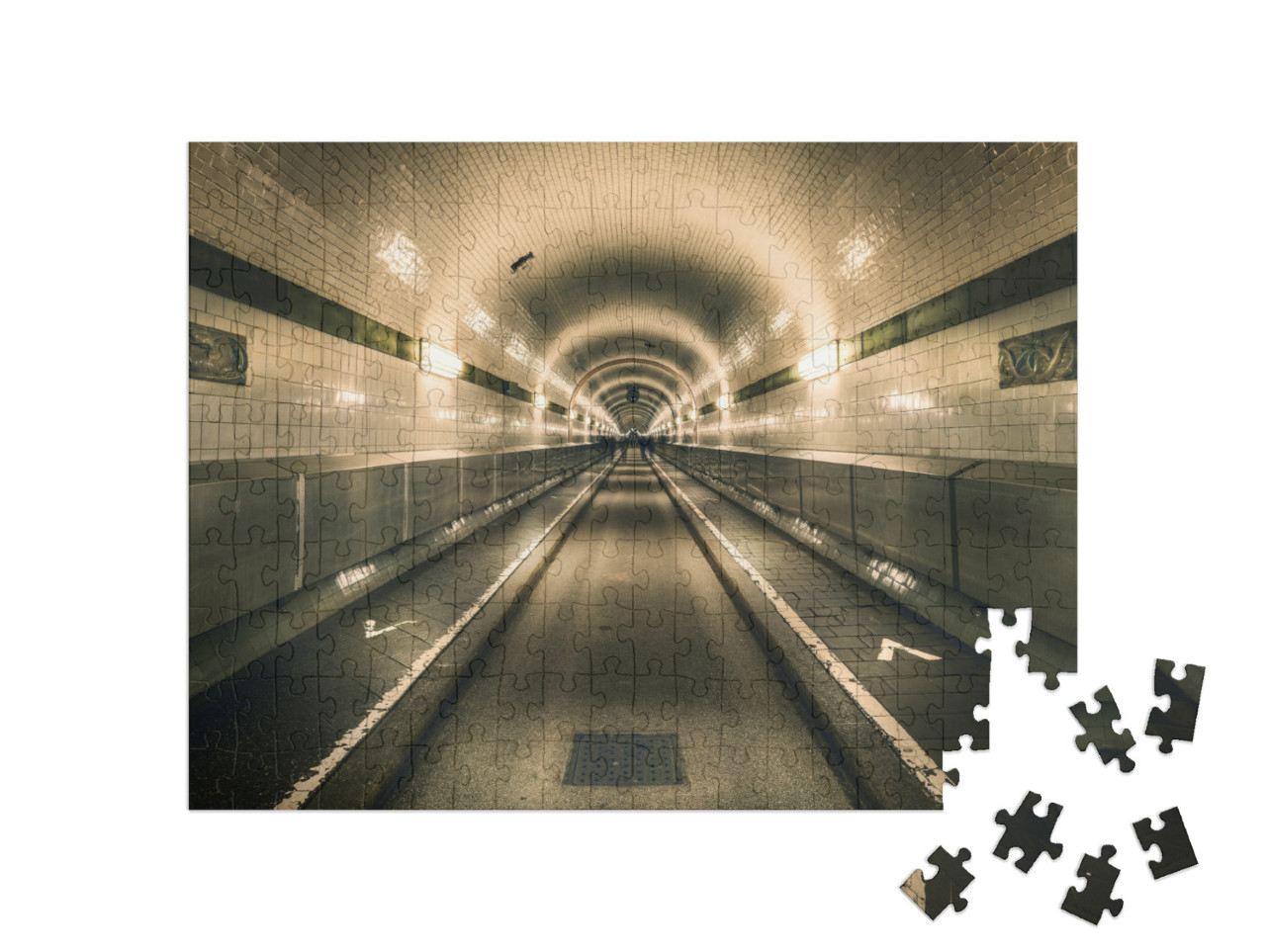 puzzle 200 dílků „Starý labský tunel, Hamburk, Německo“