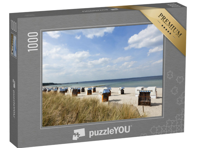 puzzle 1000 dílků „Plážová lehátka na Timmendorfer Strand, pobřeží Baltského moře“