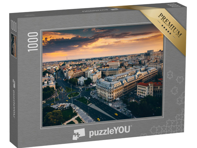 puzzle 1000 dílků „Bukurešť: Pohled shora při východu slunce“