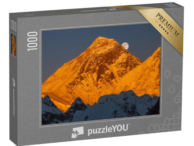 puzzle 1000 dílků „Zlatá pyramida Mount Everestu při západu slunce, Himaláj“