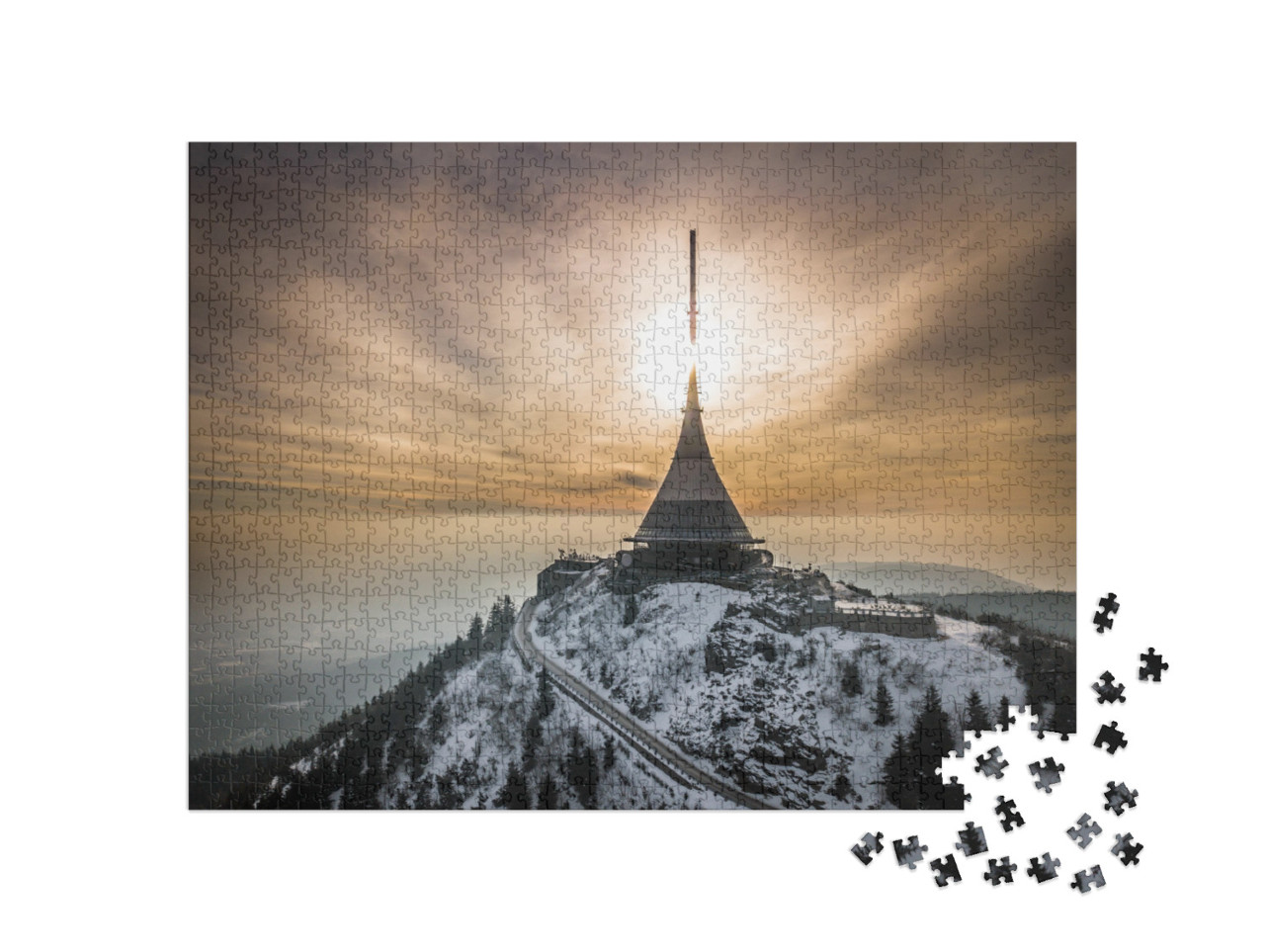 puzzle 1000 dílků „Rozhledna Ještěd, Česká republika“