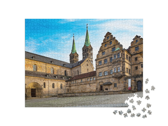 puzzle 1000 dílků „Pohled na starou bamberskou katedrálu, Německo“
