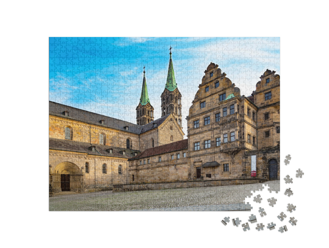 puzzle 1000 dílků „Pohled na starou bamberskou katedrálu, Německo“