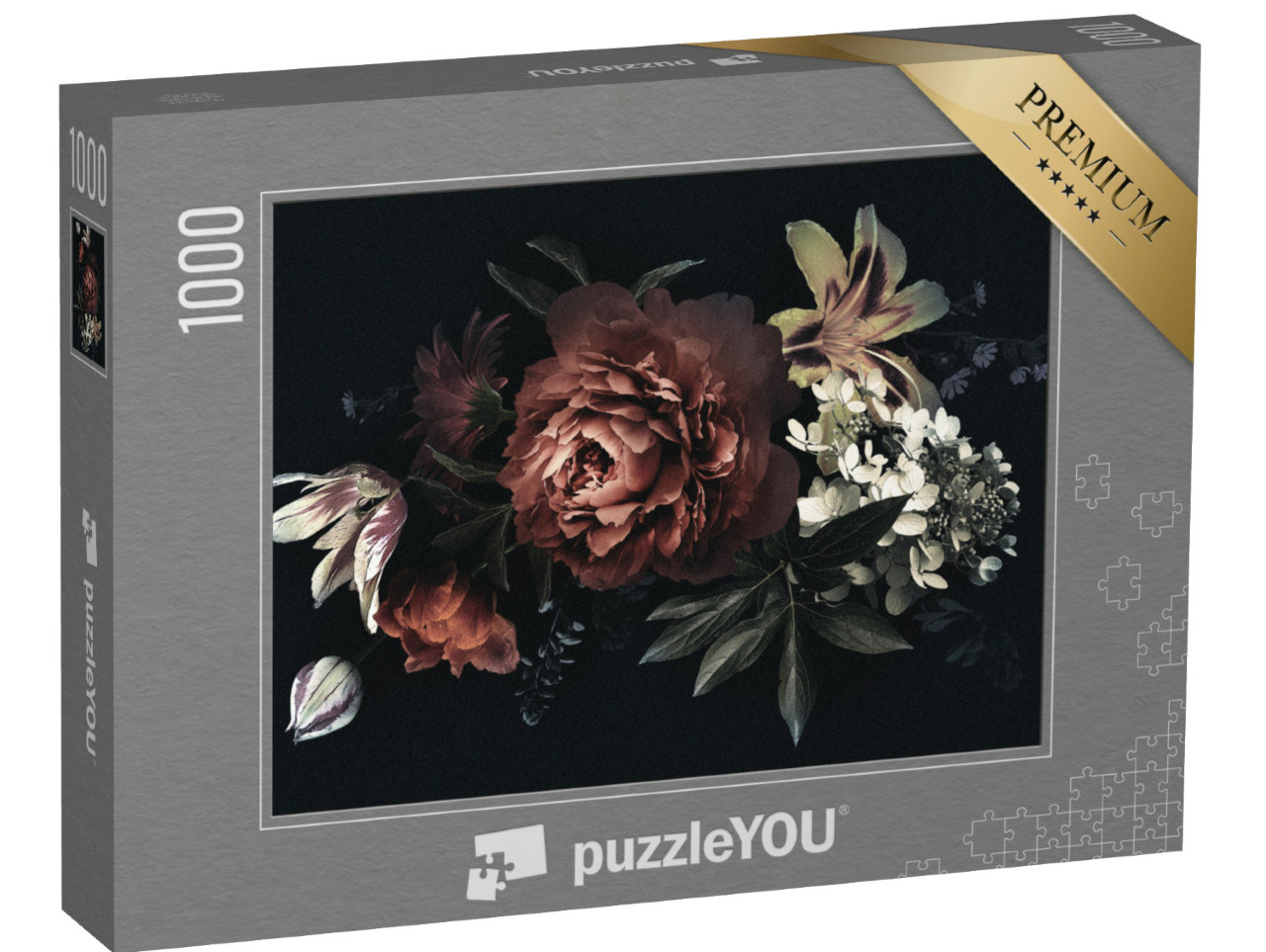 puzzle 1000 dílků „Pivoňky, tulipány, lilie, hortenzie“