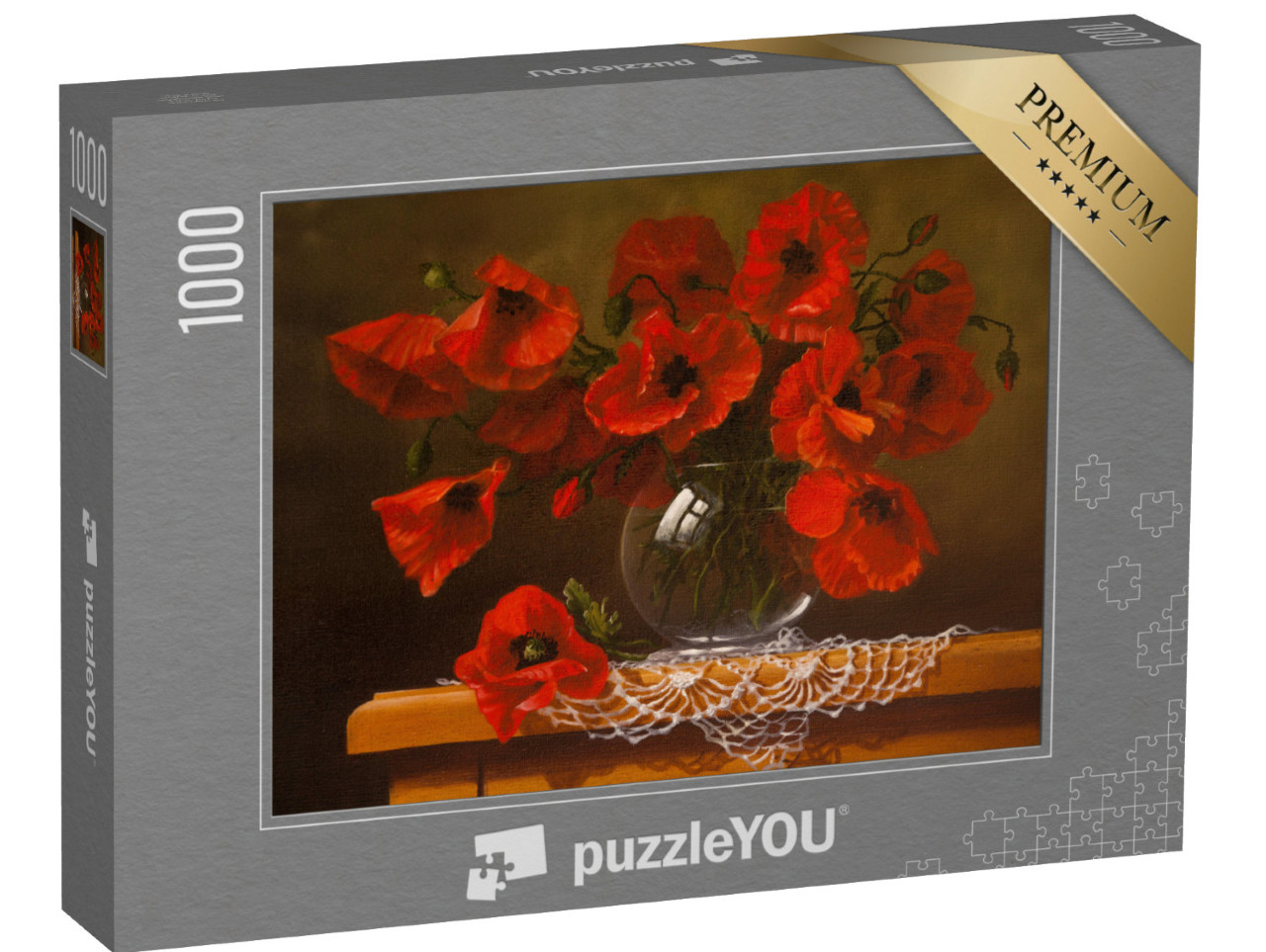 puzzle 1000 dílků „Mák ve skleněné váze jako olejomalba“