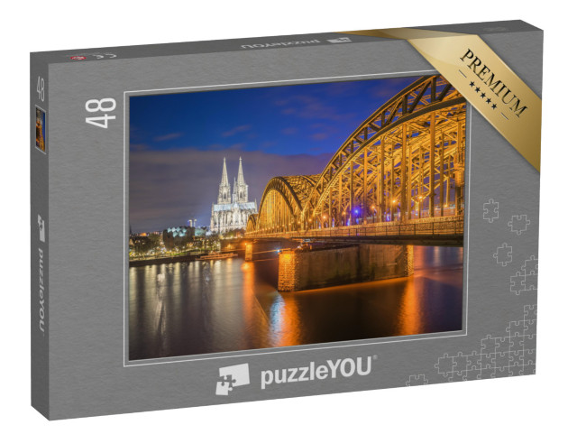 puzzle 48 dílků „Noční pohled na Kolínskou katedrálu v Kolíně nad Rýnem, Německo“