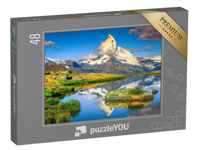 puzzle 48 dílků „Úchvatný Matterhorn a nádherné Stellisee, Zermatt, Švýcarsko“