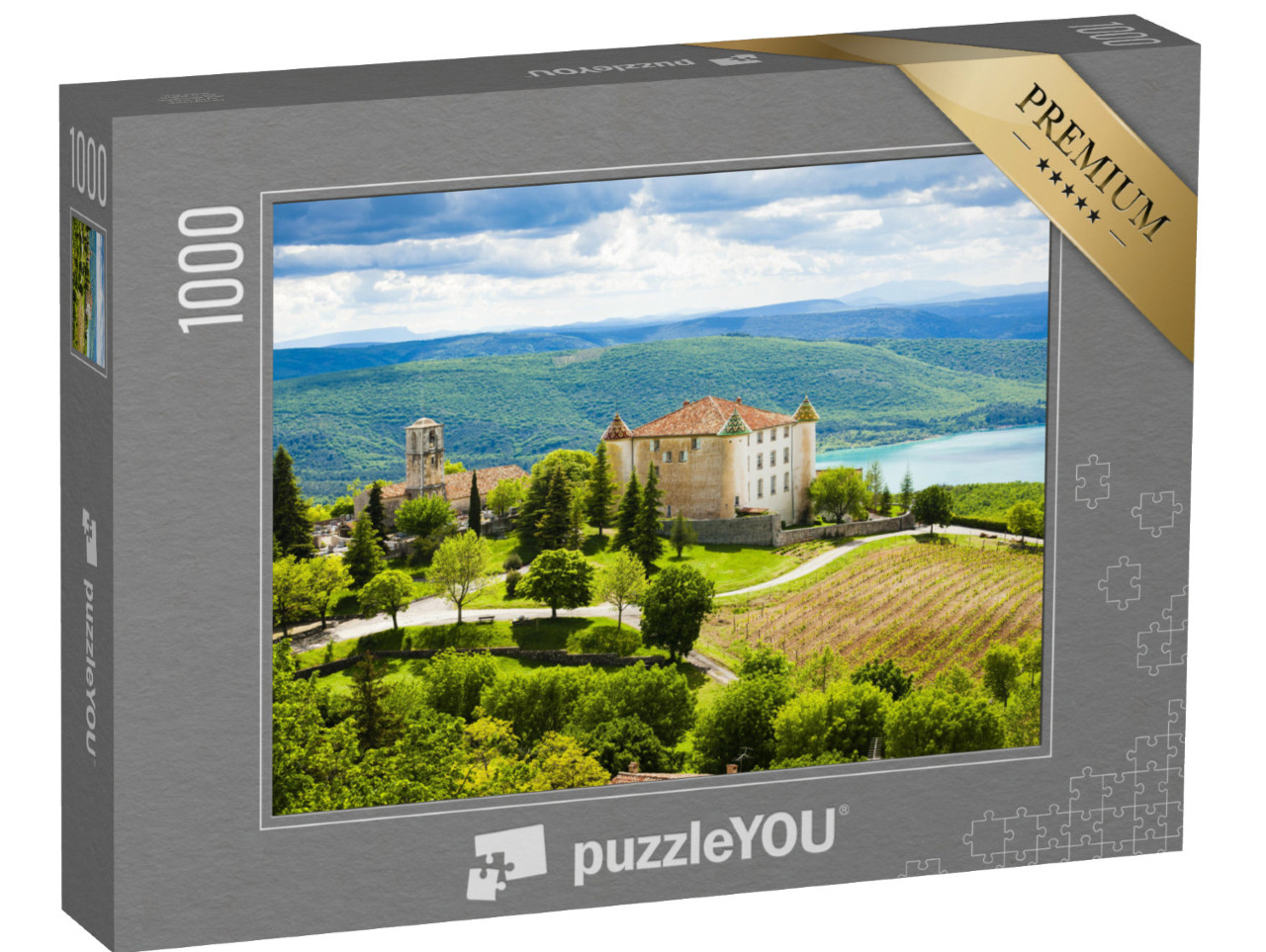 puzzle 1000 dílků „Aiguines a jezero St Croix, departement Var, Provence, Francie“
