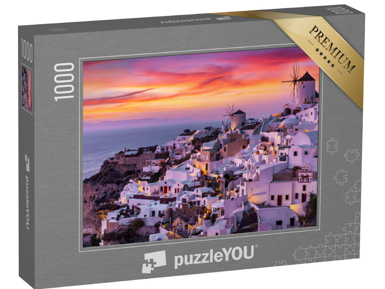 puzzle 1000 dílků „Vesnice Oía na ostrově Santorini, Řecko“