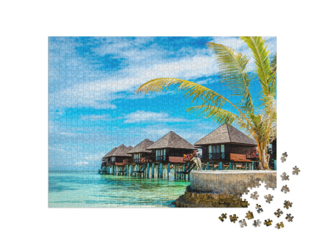 puzzle 1000 dílků „Malebné dřevěné domy na vodě“