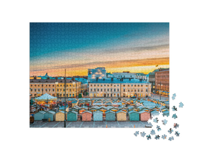 puzzle 1000 dílků „Večerní vánoční trh v Helsinkách“