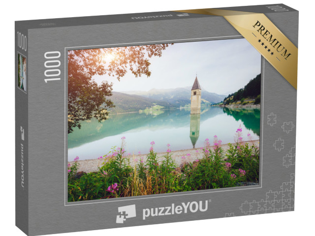 puzzle 1000 dílků „Stará zvonice kostela Curon Venosta“