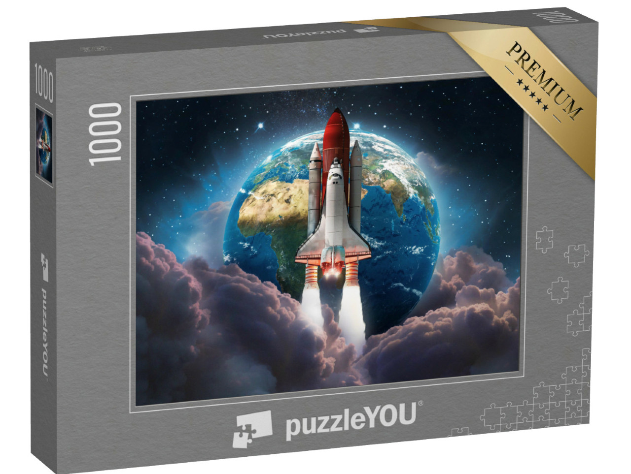 puzzle 1000 dílků „Raketoplán startuje do vesmíru, Země v pozadí“