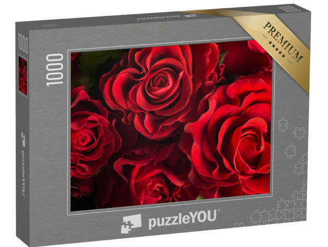 puzzle 1000 dílků „Kytice čerstvých červených růží“