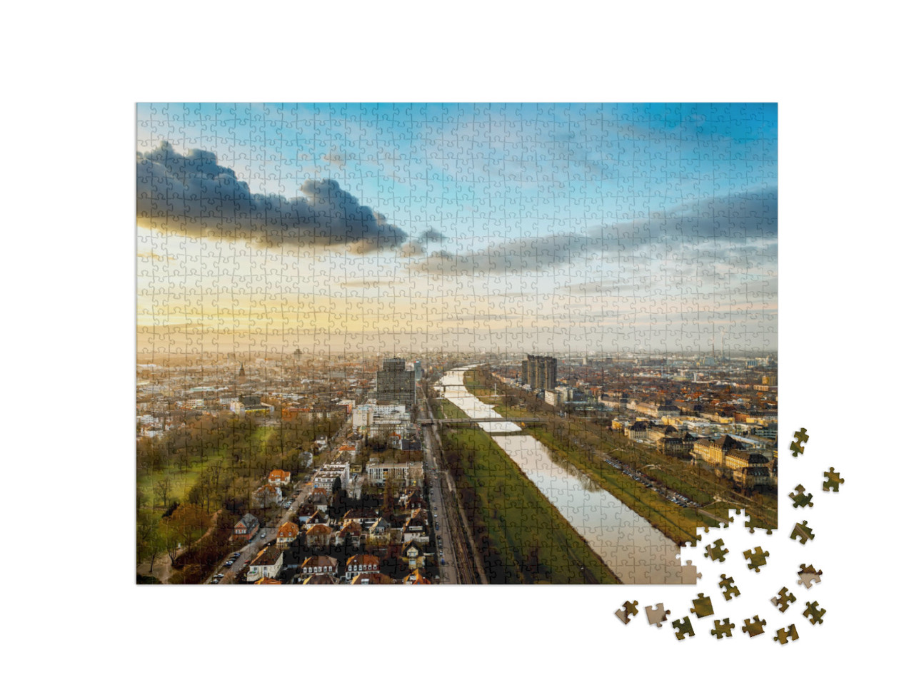 puzzle 1000 dílků „Mannheim a Ludwigshafen am Neckar, Německo“