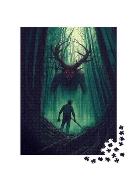 puzzle 1000 dílků „Wendigo v strašidelném lese“