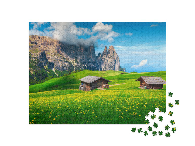 puzzle 1000 dílků „Malebná krajina Alpe di Siusi, Dolomity, Jižní Tyrolsko“