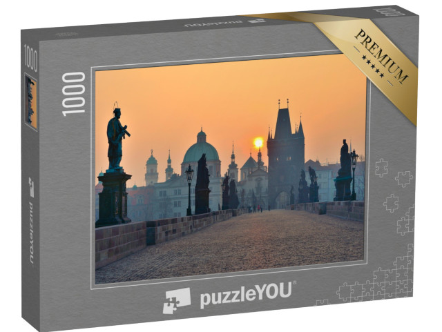 puzzle 1000 dílků „Východ slunce nad Prahou - pohled z Karlova mostu“