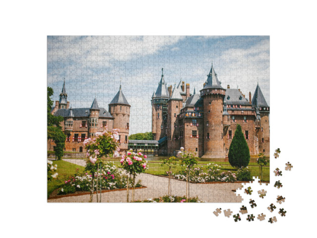 puzzle 1000 dílků „Hrad de Haar v Utrechtu, Nizozemsko“