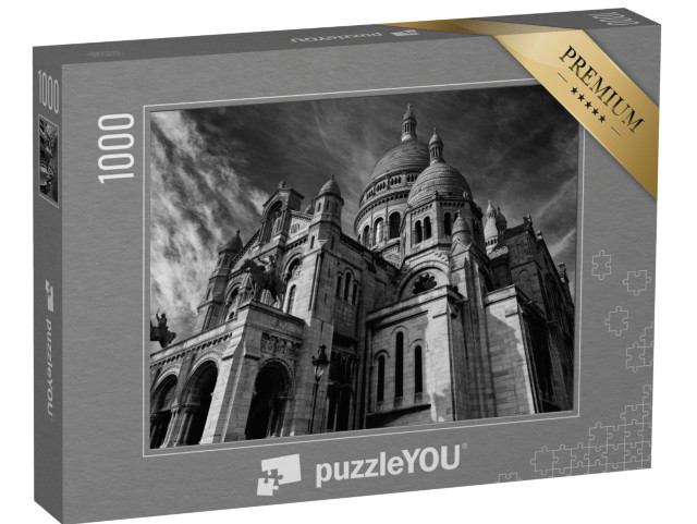 puzzle 1000 dílků „Bazilika Sacre Coeur Montmartre, černobílý obrázek, Paříž“