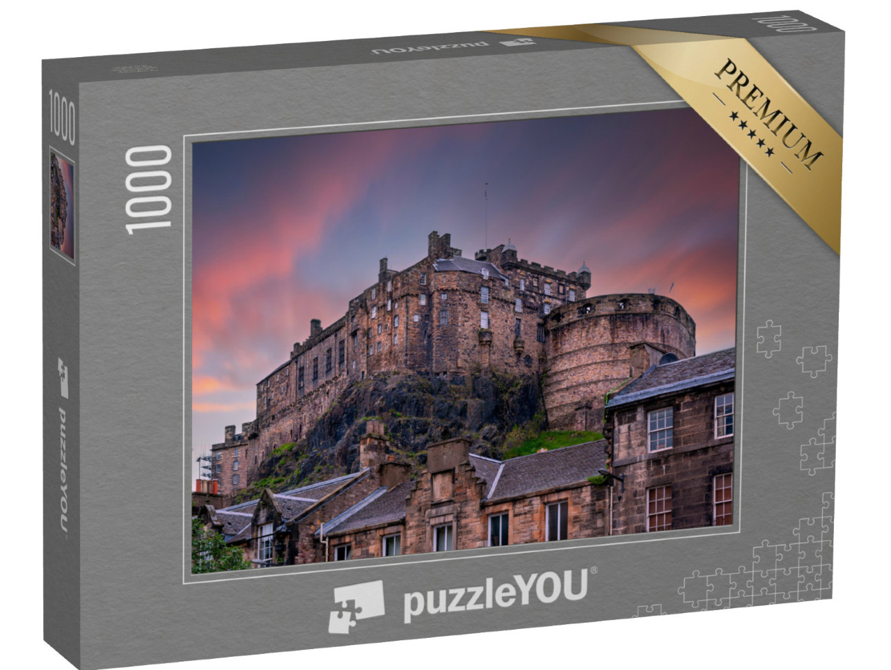 puzzle 1000 dílků „Edinburský hrad při západu slunce, Skotsko, Velká Británie“