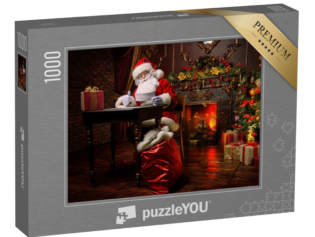 puzzle 1000 dílků „Ježíšek se připravuje na Vánoce, seznam přání“