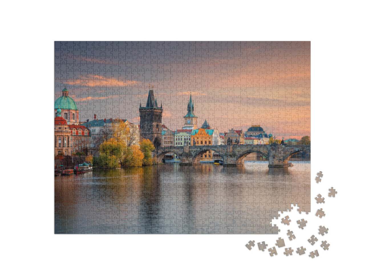 puzzle 1000 dílků „Praha, Česká republika: Slavný Karlův most při západu slunce“